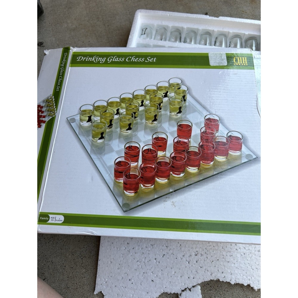 Chess Set -Drinking Glass Chess Set Shot Glass New in box CHH GAMES